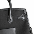 Birkin Cargo 25 All Black Swift Leather and Canvas Multi-Pocket Bag — Elegant Hand-Carry Design
