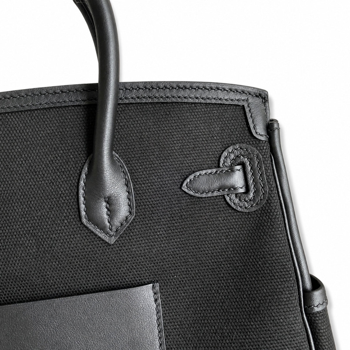 Birkin Cargo 25 All Black Swift Leather and Canvas Multi-Pocket Bag — Elegant Hand-Carry Design