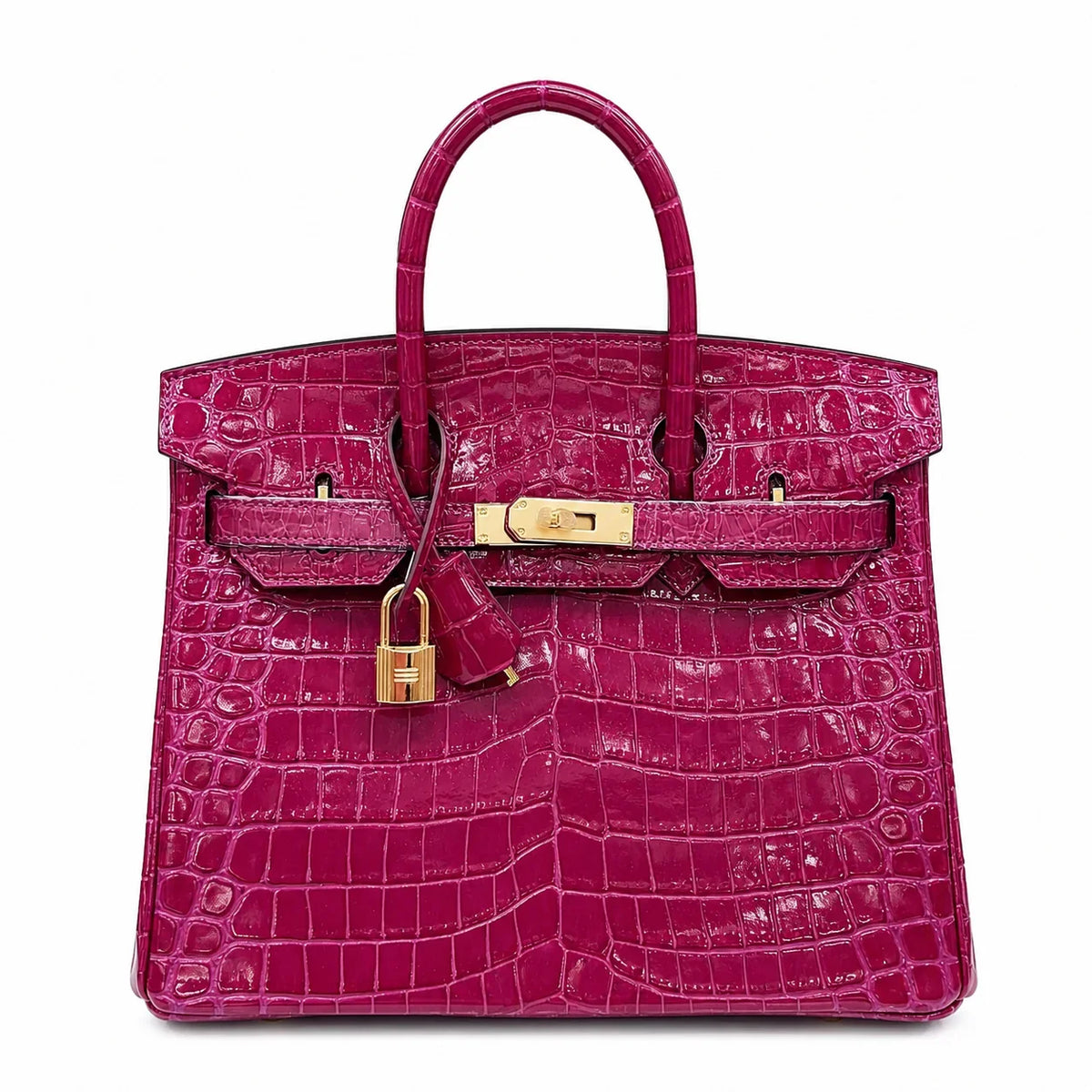 Birkin Style 25/30/35 Retourne in Rubis Crocodile-Embossed Leather (Gold Hardware) — Elegant Hand-Carry Design