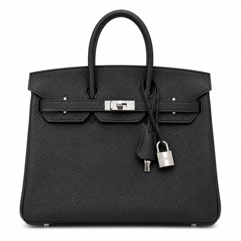 Birkin Retourne in Noir Togo Leather with Contrast Interior (Palladium Hardware) — Streamlined Structured Bag