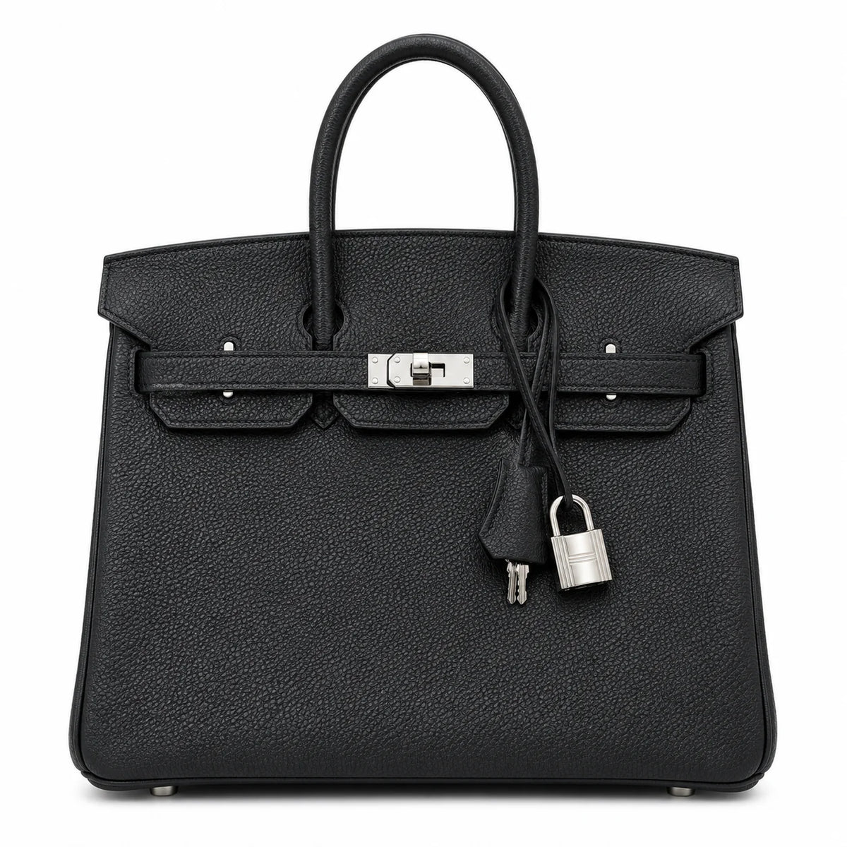 Birkin Retourne in Noir Togo Leather with Contrast Interior (Palladium Hardware) — Streamlined Structured Bag