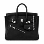 Birkin 25 Rock Sellier in Noir Swift Leather (Palladium Hardware) — Refined Structured Tote