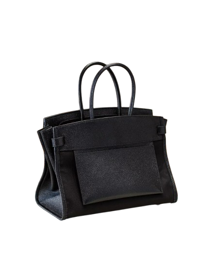 Birkin à l'envers, Black canvas & all Black colorway — Versatile Top-Handle Handbag