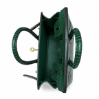 Mini Birkin 20cm Outer Stitching Tote Bag in Emerald Lizard Pattern — Timeless Structured Handbag