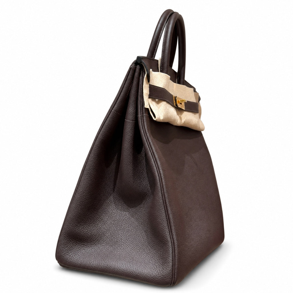 Large Birkin HAC 40cm Men's Tote in Premium Chocolate Brown Togo Cowhide — Streamlined Structured Bag