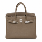 Birkin 30 Retourne in Etoupe Togo Leather with White Stitching (Palladium Hardware) — Classic Hand-Carry Tote