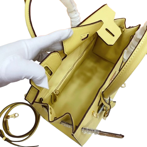 Birkin Style 25/30 Sellier in Lime Epsom Leather (Gold Hardware) — Timeless Structured Handbag