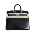 Hermès Birkin 25 Sellier Noir Box Calf Leather Silver Hardware — Polished Top-Handle Bag