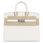 Birkin 25 Sellier 10 Craie Epsom Silver Hardware — Polished Top-Handle Bag