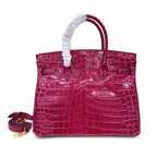 Birkin Style 25/30/35 Retourne in Rubis Crocodile-Embossed Leather (Gold Hardware) — Elegant Hand-Carry Design