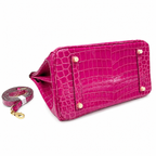 Birkin Style 25/30/35 Retourne in Rose Schéhérazade Crocodile-Embossed Leather (Gold Hardware) — Streamlined Structured Bag