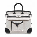 Birkin Cargo 25 Black Leather and Ecru Canvas Multi-Pocket Mini Bag — Classic Hand-Carry Tote