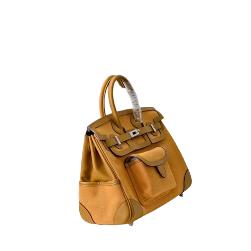 Birkin Cargo 25 Amber Yellow Swift Leather and Canvas Splicing Bag — Sophisticated Tote Style
