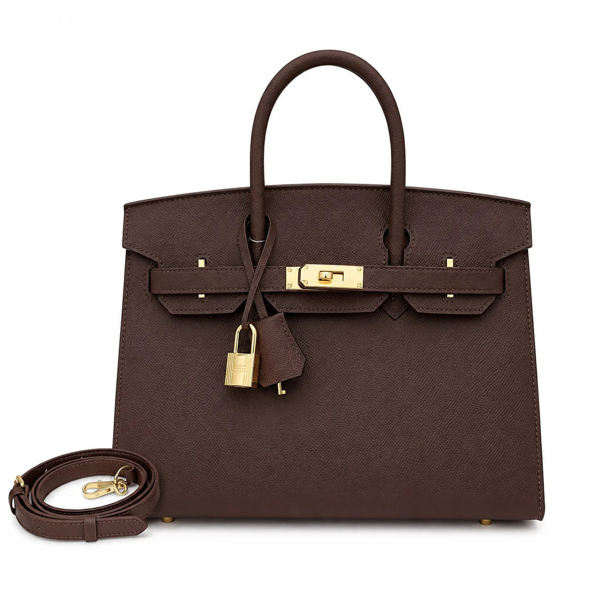 Birkin Style 25/30 Sellier in Chocolat Epsom Leather (Gold Hardware) — Elegant Hand-Carry Design