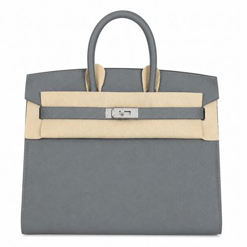 Birkin 25 Sellier 63 Vert Amande Epsom Silver Hardware — Timeless Structured Handbag