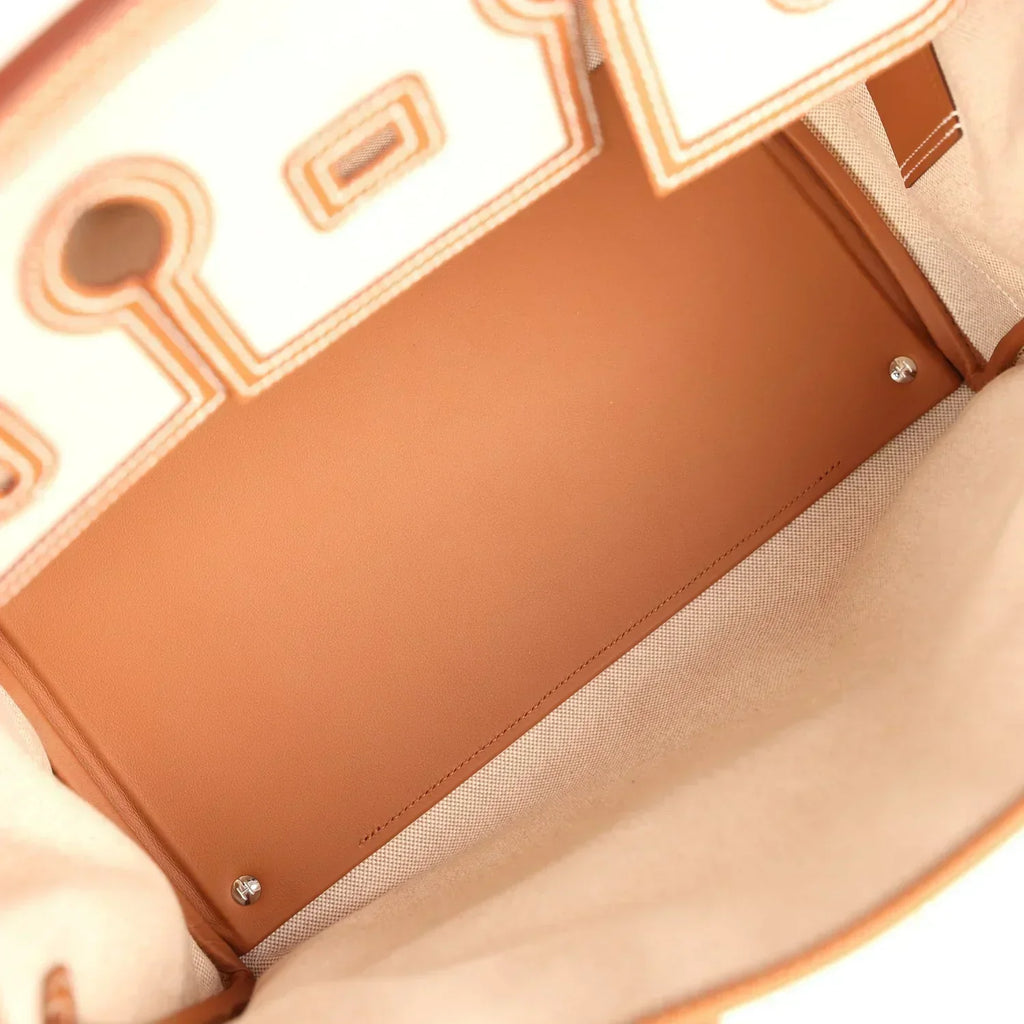 Birkin Cargo 35 Gold Swift and Gold-Ecru Toile H Canvas Palladium Hardware — Timeless Structured Handbag
