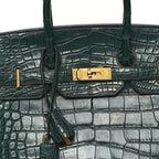 Birkin Vert Titien Matte Alligator Gold Hardware — Structured Top-Handle Tote