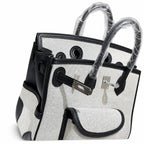 Birkin Cargo 25 Black Leather and Ecru Canvas Multi-Pocket Mini Bag — Classic Hand-Carry Tote