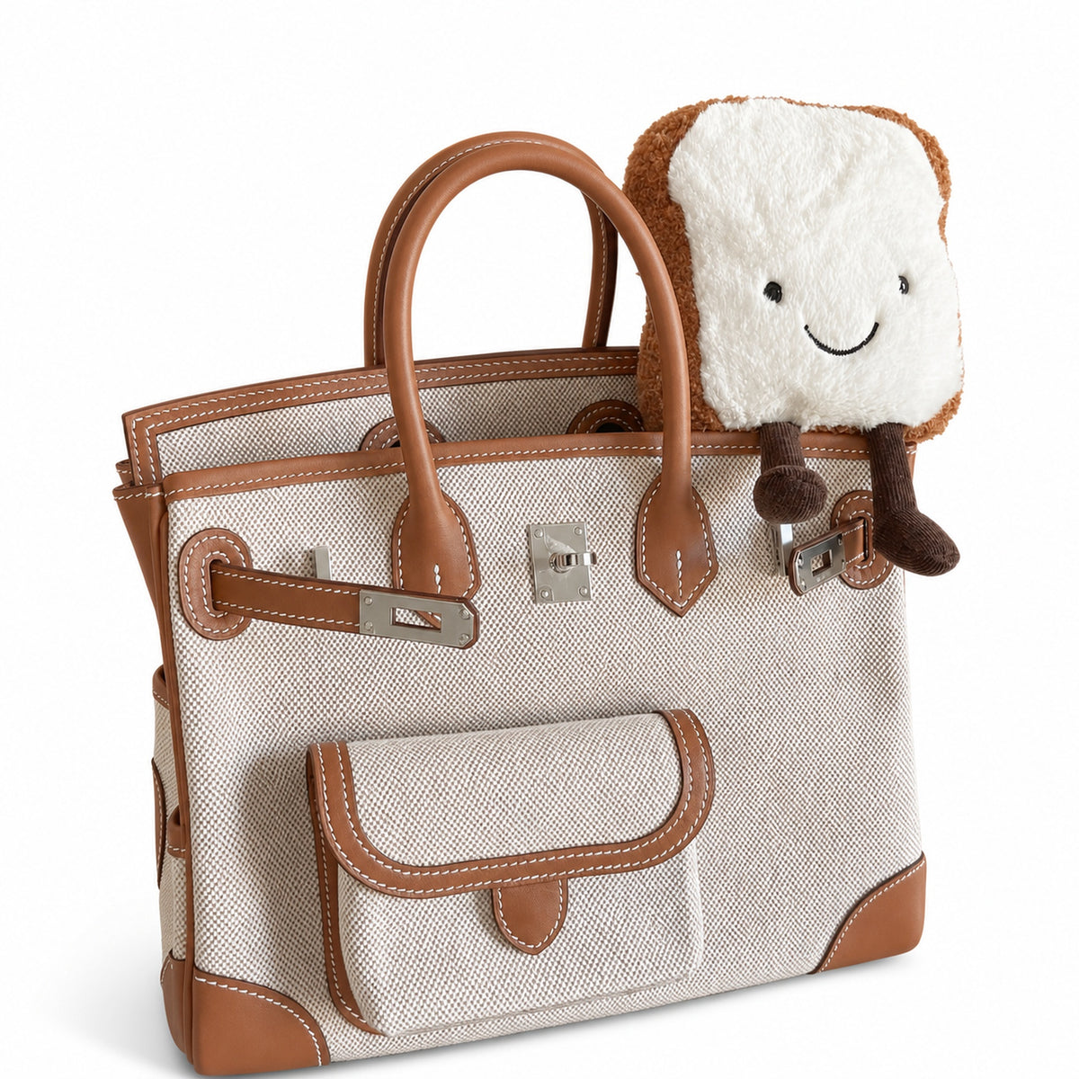 Birkin Cargo 30 Gold Swift Leather and Ecru Canvas Multi-Pocket Bag — Polished Top-Handle Bag
