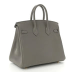 Birkin 25 Gris Meyer crafted from incredibly soft Togo calfskin leather — Polished Top-Handle Bag