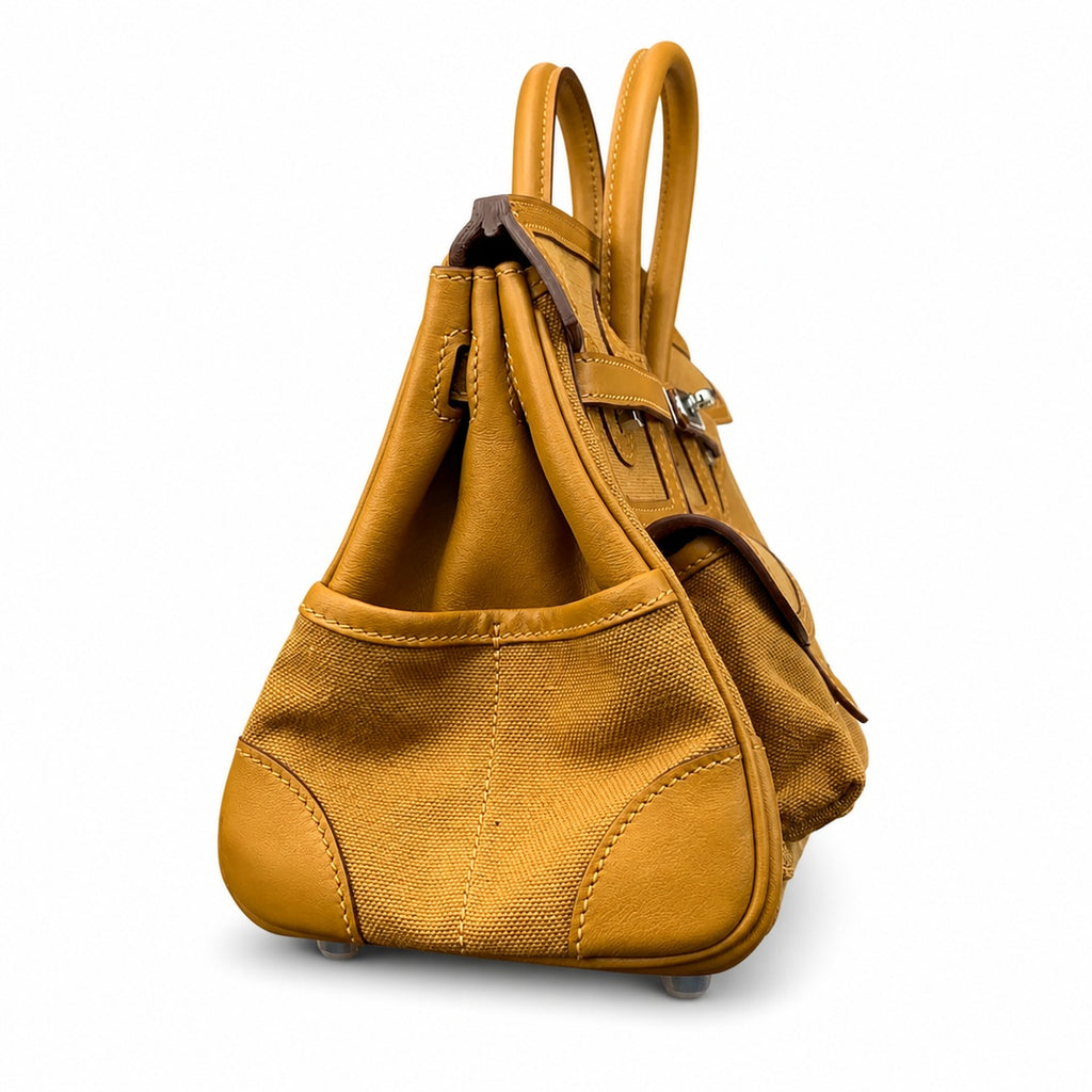 Birkin Cargo 25 in Sesame Toile Goéland and Swift Leather (Palladium Hardware) — Timeless Structured Handbag