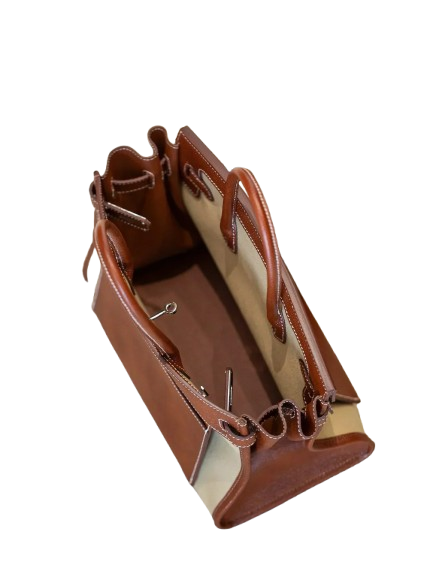 Birkin 35 L'Envers Edition Fauve Barenia Faubourg Palladium Hardware — Distinctive Carryall Silhouette