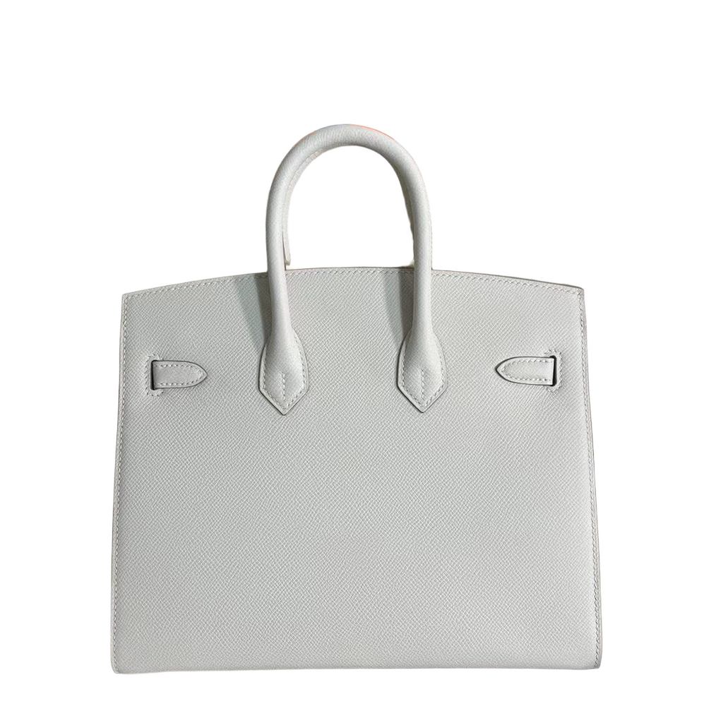 Birkin 25 Sellier 10 Craie Epsom Silver Hardware — Polished Top-Handle Bag