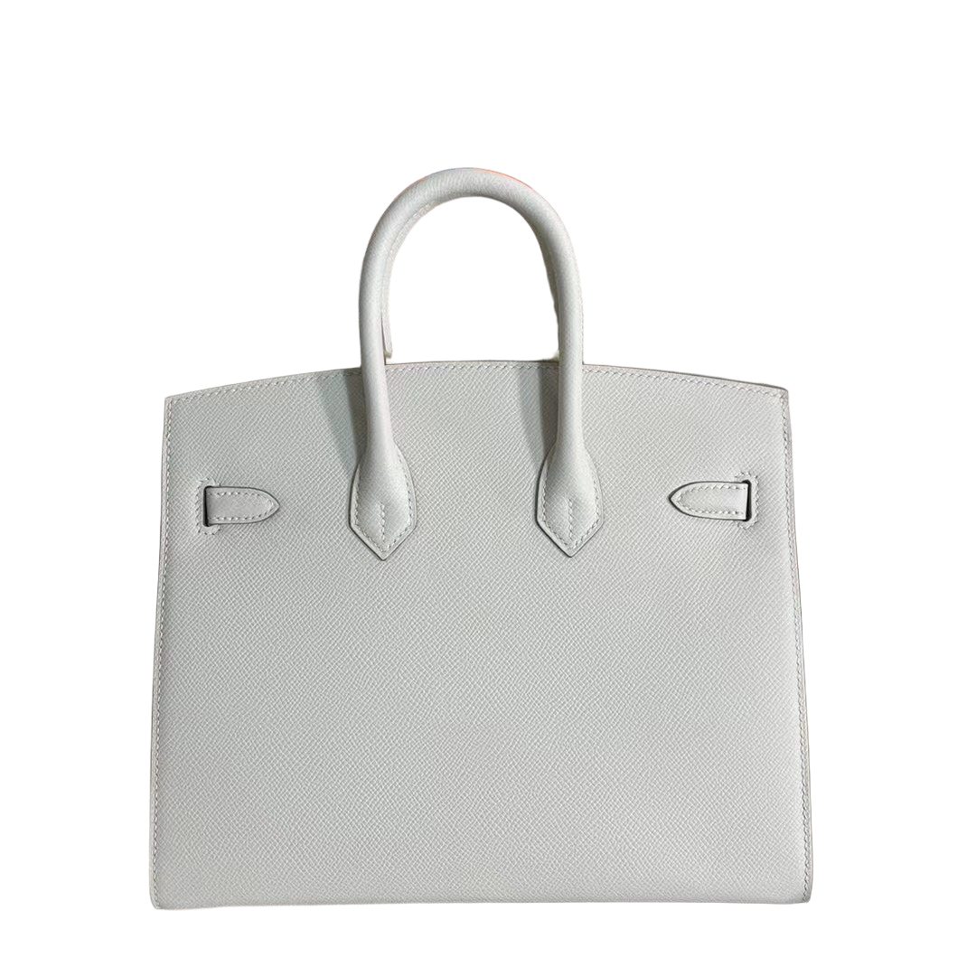 Birkin 25 Sellier 10 Craie Epsom Silver Hardware — Polished Top-Handle Bag