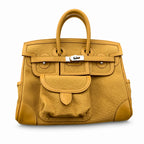 Birkin Cargo 25 in Sesame Toile Goéland and Swift Leather (Palladium Hardware) — Timeless Structured Handbag