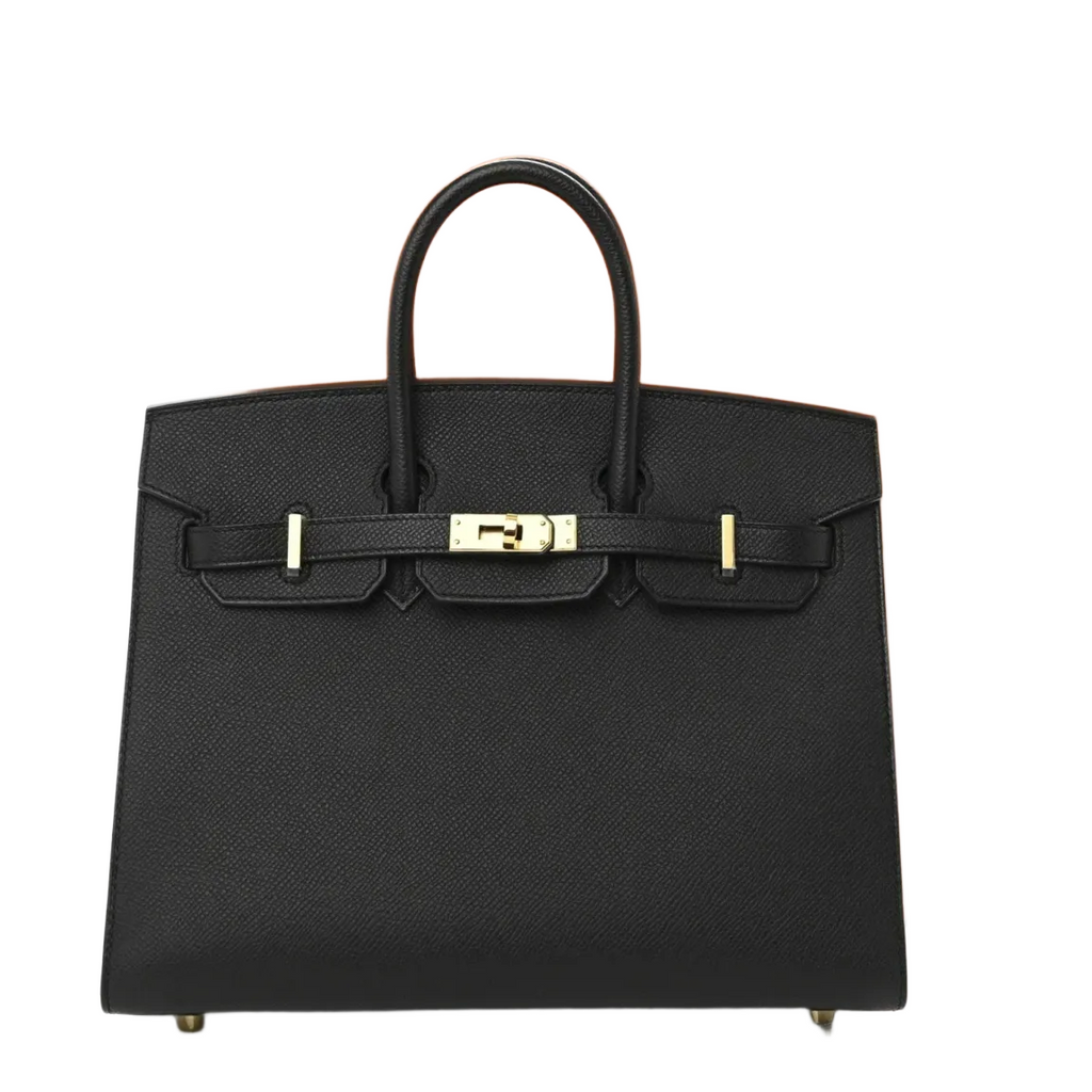Birkin Sellier 25 Black Epsom Leather Gold Hardware — Polished Top-Handle Bag