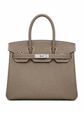 Birkin 30 Retourne in Etoupe Togo Leather with White Stitching (Palladium Hardware) — Classic Hand-Carry Tote