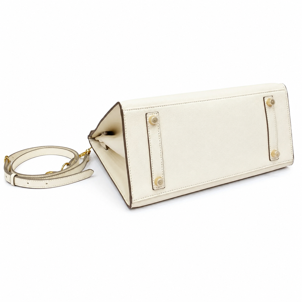 Birkin Style 25/30 Sellier in Craie Epsom Leather (Gold Hardware) — Streamlined Structured Bag