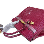 Birkin Style 25/30/35 Retourne in Rubis Crocodile-Embossed Leather (Gold Hardware) — Elegant Hand-Carry Design