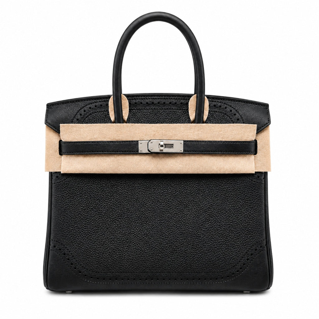 Birkin Ghillies 30 Total Black Leather Top-Handle Bag — Structured Top-Handle Tote