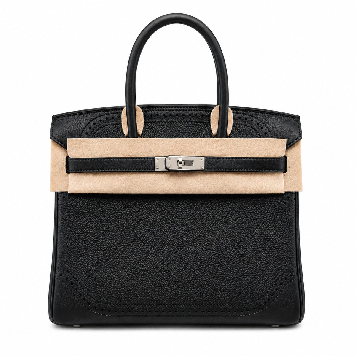 Birkin Ghillies 30 Total Black Leather Top-Handle Bag — Structured Top-Handle Tote