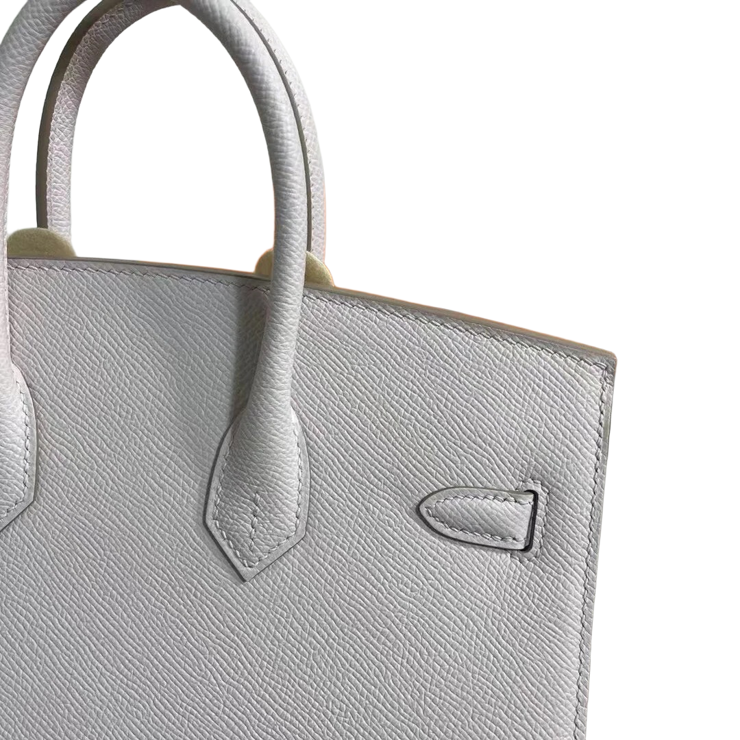 Hermès Birkin 25 Sellier Mauve Pale Epsom Silver Hardware — Polished Top-Handle Bag