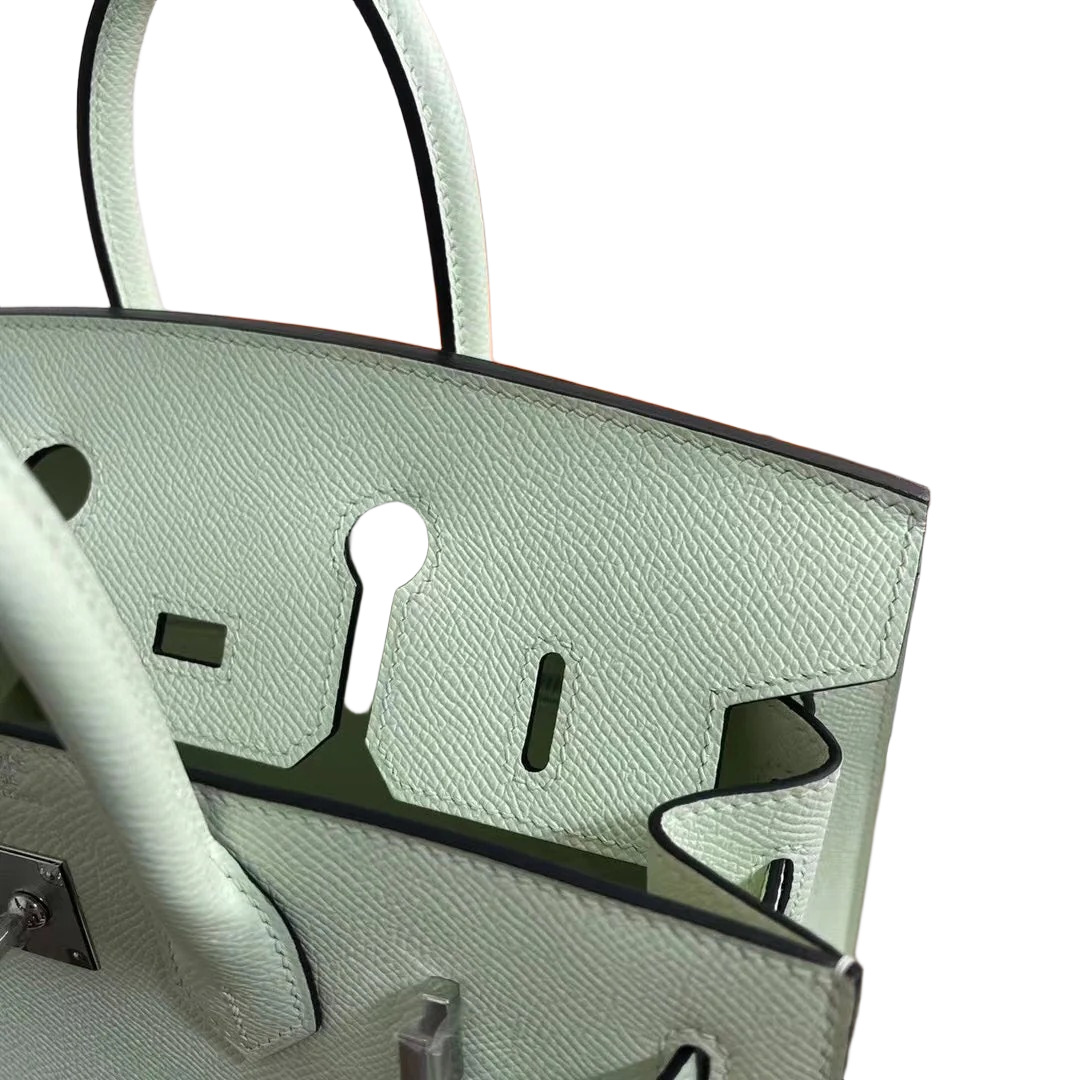 Birkin 25 Sellier Vert Fizz Epsom Silver Hardware — Structured Top-Handle Tote