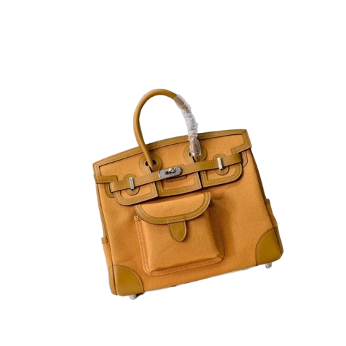 Birkin Cargo 25 Amber Yellow Swift Leather and Canvas Splicing Bag — Sophisticated Tote Style