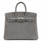 Birkin 25 Retourne in Grey Suede Grizzly (Palladium Hardware) — Sophisticated Tote Style