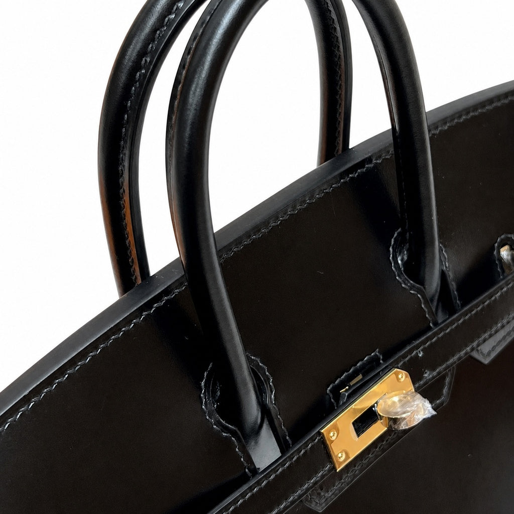 Birkin 25 in Noir Boxcalf Leather (Gold Hardware) — Refined Structured Tote