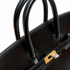 Birkin 25 in Noir Boxcalf Leather (Gold Hardware) — Refined Structured Tote