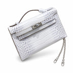 Kelly Pochette Himalaya Niloticus Crocodile Leather Palladium Hardware & Palladium Hardware Women Clutch — Refined Small Hand-Carry Bag