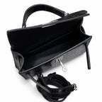 Kelly Sellier 19cm Noir Shiny Crocodile Leather Gold Hardware & Palladium Hardware — Sophisticated Carry Design