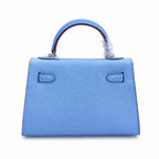 Mini Kelly II Sellier 19cm & 22cm Bleu Brume Epsom Leather Palladium Hardware — Elegant Compact Carry Style