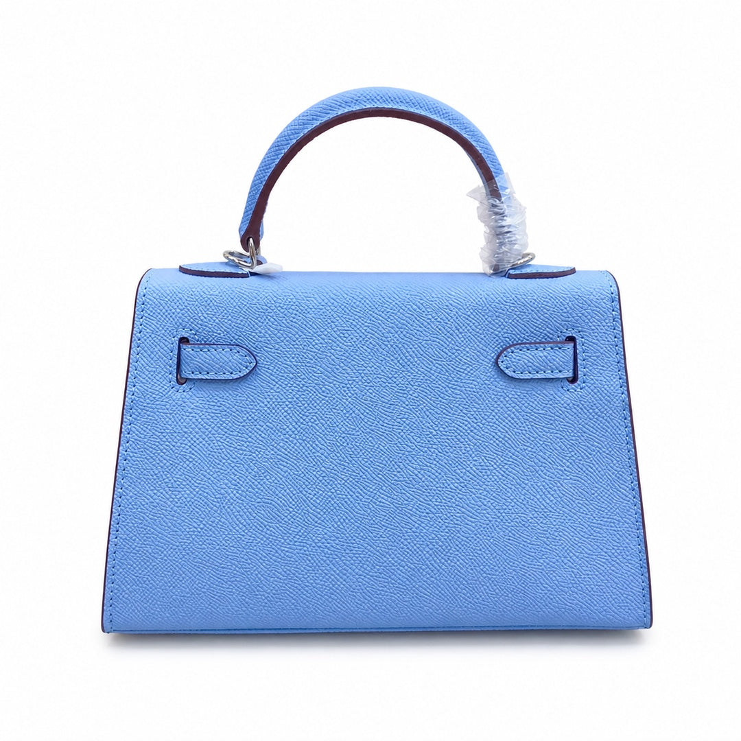 Mini Kelly II Sellier 19cm & 22cm Bleu Brume Epsom Leather Palladium Hardware — Elegant Compact Carry Style