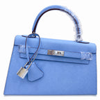 Kelly Sellier 25cm & 28cm Bleu Brume Epsom Leather Palladium Hardware Vintage — Distinctive Hand-Carry Bag