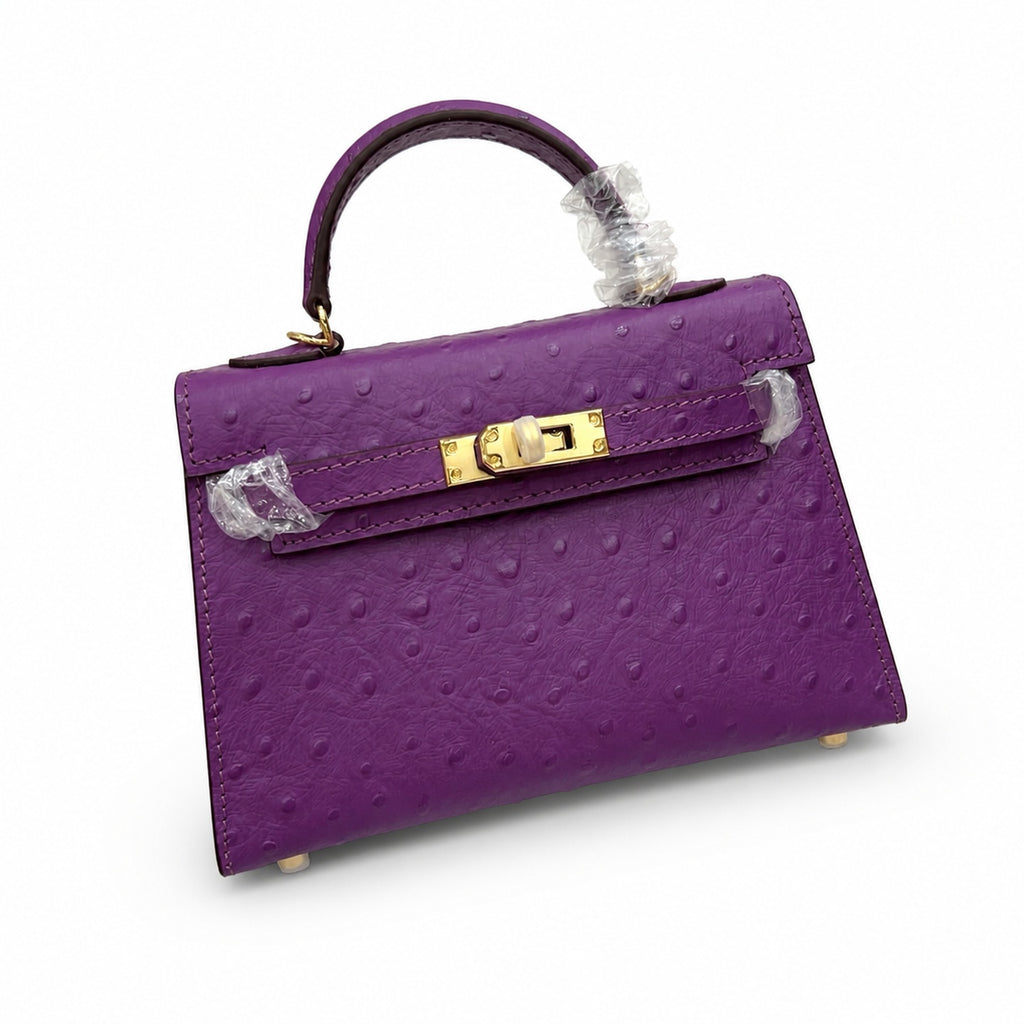 Mini Kelly II 19cm Sellier Noir Black Ostrich Gold Hardware Classic Daily — Timeless Mini Top-Handle Design