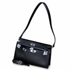 Kelly Elan 25x6.5x15cm Underarm Baguette Bag in Black with Silver Hardware — Versatile Underarm Carry Style