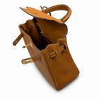 Kelly Sellier 20cm & 25cm & 28cm Gold Togo Leather Gold Hardware — Elegant Structured Carry Style