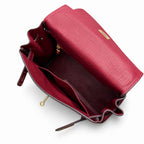 Kelly Sellier 20cm & 25cm & 28cm Rouge H Togo Leather Gold Hardware — Elegant Structured Carry Style